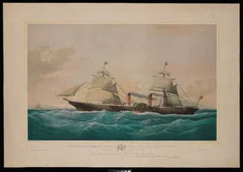 A Royal Mail gőzhajó Perzsia... C H E Jodkins kapitány (Inward Bound, off the Skerries) A brit és észak-amerikai Royal Mail Steam Packet Company-nak ajánljuk ezt a nyomatot (litográfia, színes).