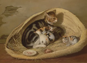 Macska kiscicáival egy kosárban, 1797