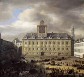 Fő tér a bécsi császári váron belül - Samuel Dirksz van Hoogstraten (1627-1678). olaj a fára