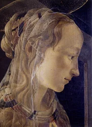 Szent Ambroise oltárképe (Saint Ambroise) vagy Retable des Convers. Alexandriai Szent Katalin részlete. Alessandro di Mariano dei Filipepi, Sandro Botticelli (1445-1510) festménye. tempera vászonra