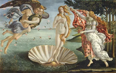 Vénusz születése, 1485 körül (tempera vásznon)