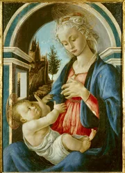 Sandro Botticelli (Filipepi) (1445-1510) A Szűz és a Gyermek festménye. 1467. Nap 72x51 m. Avignon, Musee du Peinture Palais