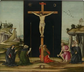 A keresztre feszítés szentekkel, c. 1490.