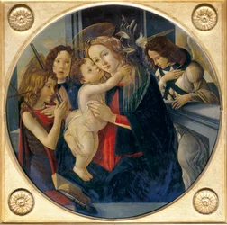 Madonna gyermekkel, fiatal Keresztelő Szent János és angyalok