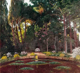 szecessziós „A kert” (Arbucies). Santiago Rusinol y (i) Prats (1861-1931) festménye, 19. század vége El Vendrell. Pau Casals Ház-múzeum.
