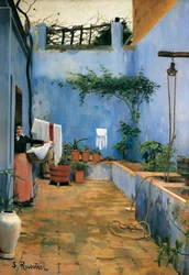 "" A kék udvar "" Santiago Rusinol és (i) Prats (1861-1931) festménye, Monistrol de Montserrat 1892. Montserrat Múzeum.