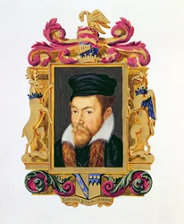 Edward Stanley (1508-72), Derby 3. grófjának portréja az 1825-ben kiadott "Emlékiratok Erzsébet királynő udvaráról" című kötetből (wc és gouache, papír).