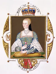 Guise-i Mária (1515-60) skót királyné portréja az 1825-ben kiadott "Emlékiratok Erzsébet királyné udvaráról" című kötetből (wc és gouache, papír).
