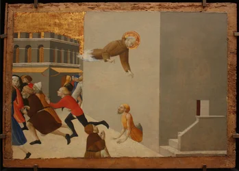 Az áldott Ranieri kiszabadítja a szegényeket a firenzei börtönből Borgo del Santo Sepolcro oltárképről, 1437-1444