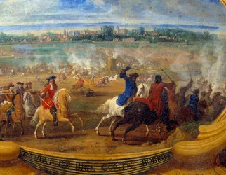 II. Lajos Bourbon Conde hercegének (Bourbon-Conde) a Grand Conde néven ismert akciói (1621-1686), Brie gróf Robert Detail csata, Le Conte Megváltó festménye (Leconte, Le Comte, Lecomte) (1659-1694) 17. századi Chantilly, Musee Conde