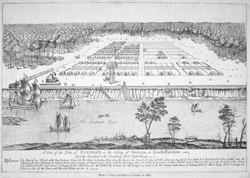 Savannah, Georgia kilátása 1741-ben (litho)