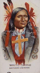 Fehér pajzs, a déli cheyenne törzsből (színes litó)