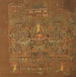 Ch.1.iii.02 Bhaisajyaguru paradicsoma, 8-9. század, Tunhuang (szövetfesték selyemre)