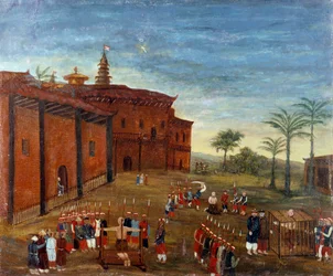Kínai művészet: foglyok kínzásának és kivégzésének jelenetei. 19. századi festmény. Louvre Múzeum, Párizs