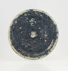 Tükör sárkány és tigris dizájnnal, 0-199 (bronz)