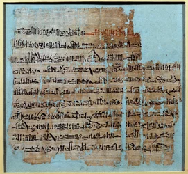 Egyiptomi ókor: Papirusz a II. Ramszesz (1246-1213) uralkodása alatti kádesi csata történetéből Kr.e. 1274-ben a Hettita Birodalom, amelynek központja Anatóliában volt, és Ramesszid Egyiptom. V 0,2x0,23 m Párizs, Louvre Múzeum