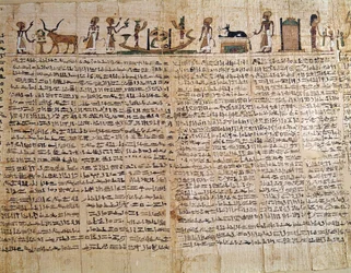 Egyiptomi régiség: papirusz a Halottak könyvéből. Kései kor. Louvre Múzeum, Párizs