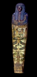 Egyiptomi antikvitás: Jedkhonsouioufankh (Djedkhonsouiouefankh) szarkofágjának fedele, Kr.e. 750 körül, Louvre Múzeum - Egyiptomi ókor: Djedkhonsouioufankh szarkofágfedele (Djedkhonsouioufankh (Kr. Djedkhonsouioufankh), Párizs7 Múzeum5