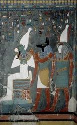 Luxor, Théba: A Királyok Völgye, Horemheb (-1343 - -1314), egyiptomi fáraó sírja, amelyen megjelenik Ízisz istennő.