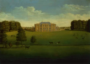 A Lincolnshire-i Gautby Hall kilátása a tó túloldaláról