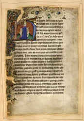Cotton Tiberius A. VIII, f.67 VI. Henrik történeti kezdőbetűje (vellum)