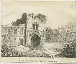 Dudley kastély – A kapuház: litográfia, nd [c 1801] (nyomtatás)