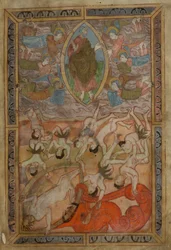Genezis, óangol hexateuch, Cotton MS Claudius B IV f.2r, 1025-1200 körül (tinta pergamenre)