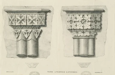 Lichfield katedrális belseje – faragott lombozat: litográfia, és [?XIX. század] (nyomtatott)