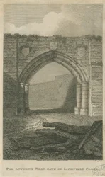 Lichfield – A bezárás ősi nyugati kapuja: metszet, nd [c 1805] (nyomtatás)