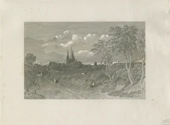 Lichfield katedrális – West View (távoli): metszet, és [?18. század] (nyomtatott)