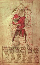 Roy 20 A II f.4r Arthur király és a harminc királyság II. Edward uralkodása alatt íródott (1248-1327)