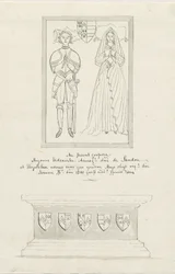 Sandon templom – Hugh Erdeswicke és Elizabeth [Harcourt] sírja: toll- és mosdórajz, nd [?18. század] (rajz)