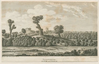 Tamworth kastély: metszet, és [?XIX. század] (nyomat)