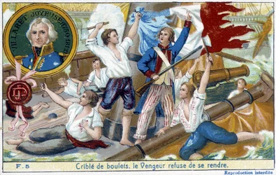 Villaret admirális (1750-1812), a medalion képviselője, 1794-ben átadta az ouessant-i tengeri csatát az angol Howe-nak.