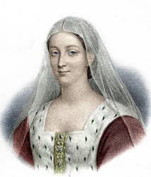 Agnes Sorel, VII. Károly francia király szeretője (színes metszet)