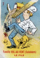 A hét család játéka: A Vol-au-Vent család fia (szakácsok). Jouier kártyamúzeum, Issy-les-Moulineaux.