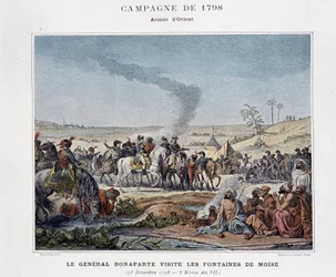 Bonaparte tábornok meglátogatja Mózes szökőkútjait – a „Francia seregek győzelmei és hódításai” című részben, Párizs, n.d (metszet)