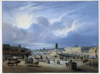 A Louvre általános képe IV. Henrik szobrával