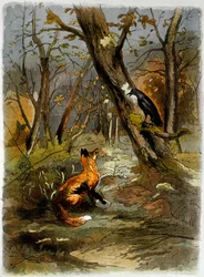A holló és a róka, La Fontaine meséiből (nyomtatás)