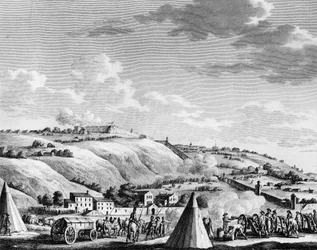 A francia forradalom háborúja és a forradalmárok elleni mozgalmak: Lyon városának ostroma és elfoglalása a francia köztársasági hadsereg által 1793. október 9-én a királypárti csapatok ellen. Párizs, a Forradalomtörténeti Intézet könyvtára