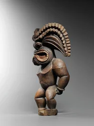 Hawaii figura, kona stílusú, a háború istenét jelképező ku ka ’ili moku, 1780-1820 körül (fa)