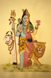 Isten Shiva az Ardnarees viselni Roop, miniatűr festmény papírra