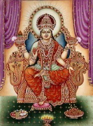 Lakshmi Istennő miniatűr festmény elefántcsontra