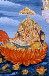Lord Ganesh Ganpati miniatűr festmény írás Szentírás