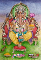 Lord Ganesha Ganpati a miniatűr festmény papírra