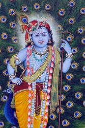 Bal Krishna miniatűr festménye
