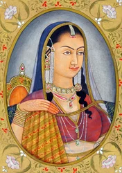 Miniatűr festmény a mogul királynő Jodha Bai India Ázsia India Ázsia