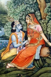 Rádhá Krisna miniatűr festménye, India