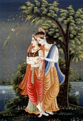 Rádhá Krisna miniatűr festménye, India