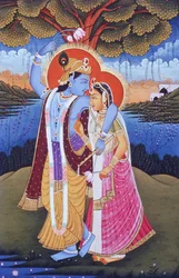 Rádhá Krisna miniatűr festménye, India
